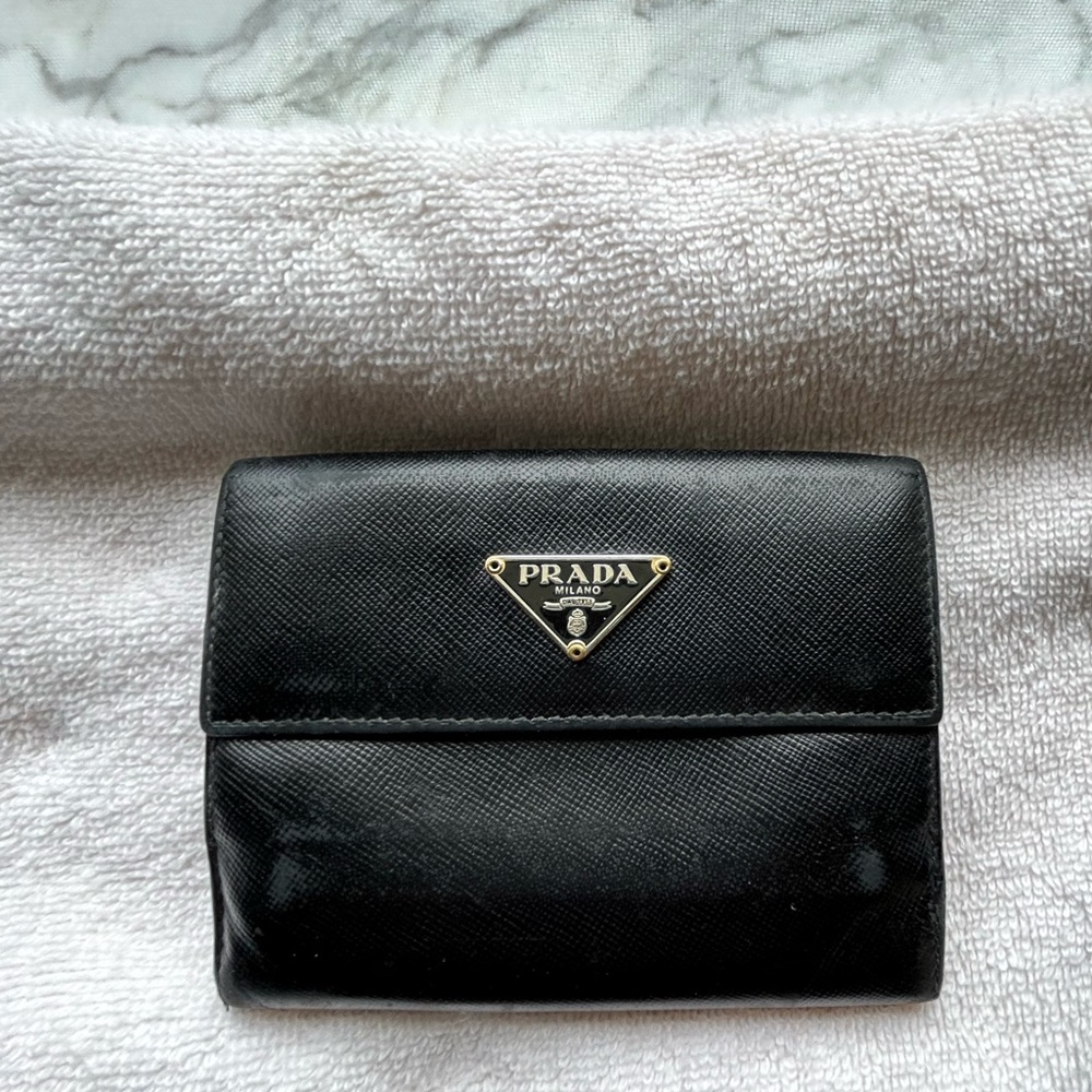 Prada Black Leather Bifold Wallet